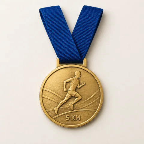 Medalha ilustrativa de corrida · 5 km, com fita conectada