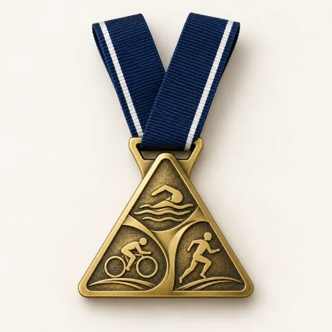 Medalha ilustrativa de triatlo · sprint, com fita conectada